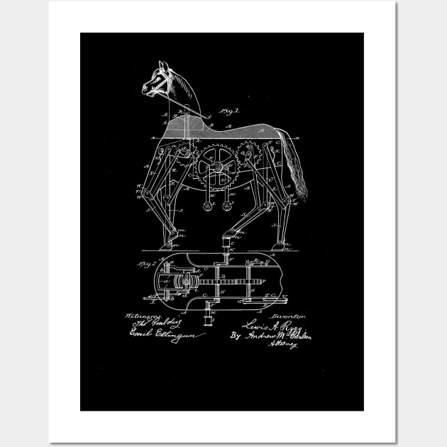 Mechanical Horse Vintage Patent Drawing Wall Art by TheYoungDesigns